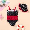 imageYOUNGER TREE Toddler Baby Girl Swimsuit Infant One Piece Bathing Suits with Hat Newborn Summer Beach SwimwearBlack Polka Dot