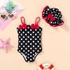 imageYOUNGER TREE Toddler Baby Girl Swimsuit Infant One Piece Bathing Suits with Hat Newborn Summer Beach SwimwearBlack Polka Dot