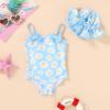 imageYOUNGER TREE Toddler Baby Girl Swimsuit Infant One Piece Bathing Suits with Hat Newborn Summer Beach SwimwearBlue Daisy