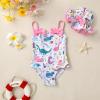 imageYOUNGER TREE Toddler Baby Girl Swimsuit Infant One Piece Bathing Suits with Hat Newborn Summer Beach SwimwearDinosaur