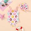 imageYOUNGER TREE Toddler Baby Girl Swimsuit Infant One Piece Bathing Suits with Hat Newborn Summer Beach SwimwearDonut