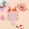 imageYOUNGER TREE Toddler Baby Girl Swimsuit Infant One Piece Bathing Suits with Hat Newborn Summer Beach SwimwearOrange Floral