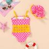 imageYOUNGER TREE Toddler Baby Girl Swimsuit Infant One Piece Bathing Suits with Hat Newborn Summer Beach SwimwearPink Polka Dot