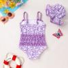 imageYOUNGER TREE Toddler Baby Girl Swimsuit Infant One Piece Bathing Suits with Hat Newborn Summer Beach SwimwearPurple White Flowers