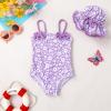 imageYOUNGER TREE Toddler Baby Girl Swimsuit Infant One Piece Bathing Suits with Hat Newborn Summer Beach SwimwearPurple White Flowers