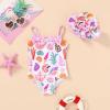 imageYOUNGER TREE Toddler Baby Girl Swimsuit Infant One Piece Bathing Suits with Hat Newborn Summer Beach SwimwearShell