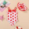 imageYOUNGER TREE Toddler Baby Girl Swimsuit Infant One Piece Bathing Suits with Hat Newborn Summer Beach SwimwearStrawberry