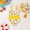 imageYOUNGER TREE Toddler Baby Girl Swimsuit Infant One Piece Bathing Suits with Hat Newborn Summer Beach SwimwearSunflower