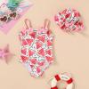 imageYOUNGER TREE Toddler Baby Girl Swimsuit Infant One Piece Bathing Suits with Hat Newborn Summer Beach SwimwearWatermelon