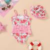 imageYOUNGER TREE Toddler Baby Girl Swimsuit Infant One Piece Bathing Suits with Hat Newborn Summer Beach SwimwearWatermelon