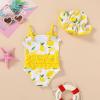 imageYOUNGER TREE Toddler Baby Girl Swimsuit Infant One Piece Bathing Suits with Hat Newborn Summer Beach SwimwearYellow Lemon