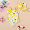 imageYOUNGER TREE Toddler Baby Girl Swimsuit Infant One Piece Bathing Suits with Hat Newborn Summer Beach SwimwearYellow Lemon