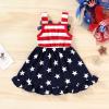imageYOUNGER TREE Toddler Baby Girls Summer Outfit Stars and Stripes BowKnot Dress Independents Day SuitsNavy