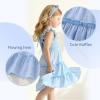 imageYOUNGER TREE Toddler Girl Dress Kids Sleeveless Ruffle Dresses for Girls Summer Outfits Beach SundressBlue