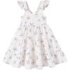 Blue Floral Print White Dress