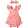 imageYOUNGER TREE Newborn Baby Girl Clothes Solid Color Ruffle Sleeveless Romper Infant Summer Jumpsuit OutfitPink