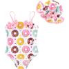 imageYOUNGER TREE Toddler Baby Girl Swimsuit Infant One Piece Bathing Suits with Hat Newborn Summer Beach SwimwearDonut