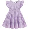 imageYOUNGER TREE Toddler Dress Baby Girl Summer Clothes Ruffle Sleeve Floral Smock Beach Boho Dresses Sundress Purple 1218 Months