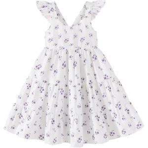 imageKids Toddler Baby Girls Rainbow Dress Princess Sleeveless Beach Butterfly SundressElegant Purple Dress