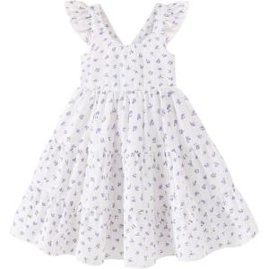 imageKids Toddler Baby Girls Rainbow Dress Princess Sleeveless Beach Butterfly SundressElegant Violet Dress