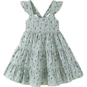 imageKids Toddler Baby Girls Rainbow Dress Princess Sleeveless Beach Butterfly SundressGreen Floral Dress