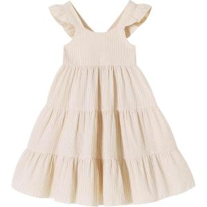 imageKids Toddler Baby Girls Rainbow Dress Princess Sleeveless Beach Butterfly SundressKhaki Stripe