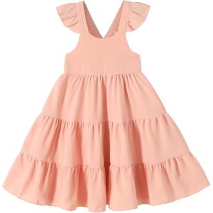 imageKids Toddler Baby Girls Rainbow Dress Princess Sleeveless Beach Butterfly SundressPink
