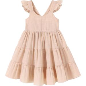 imageKids Toddler Baby Girls Rainbow Dress Princess Sleeveless Beach Butterfly SundressToddler Apricot Dress