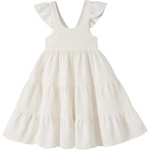 imageKids Toddler Baby Girls Rainbow Dress Princess Sleeveless Beach Butterfly SundressWhite