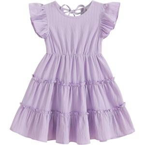 imageYOUNGER TREE Toddler Dress Baby Girl Summer Clothes Ruffle Sleeve Floral Smock Beach Boho Dresses Sundress Purple 1218 Months