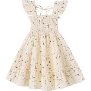 imageYOUNGER TREE Toddler Girl Dress Kids Sleeveless Ruffle Dresses for Girls Summer Outfits Beach SundressBeige