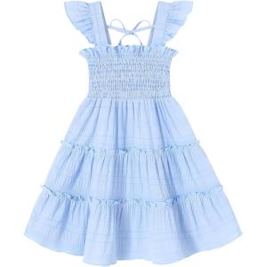 imageYOUNGER TREE Toddler Girl Dress Kids Sleeveless Ruffle Dresses for Girls Summer Outfits Beach SundressBlue