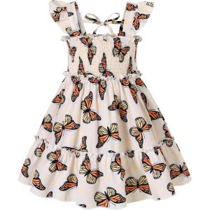 imageYOUNGER TREE Toddler Girl Dress Kids Sleeveless Ruffle Dresses for Girls Summer Outfits Beach SundressButterflies