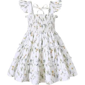 imageYOUNGER TREE Toddler Girl Dress Kids Sleeveless Ruffle Dresses for Girls Summer Outfits Beach SundressGreen Floral