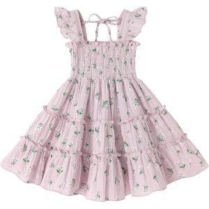 imageYOUNGER TREE Toddler Girl Dress Kids Sleeveless Ruffle Dresses for Girls Summer Outfits Beach SundressLight Purple1