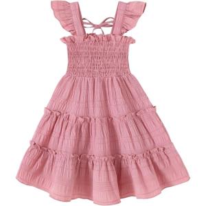 imageYOUNGER TREE Toddler Girl Dress Kids Sleeveless Ruffle Dresses for Girls Summer Outfits Beach SundressPeach