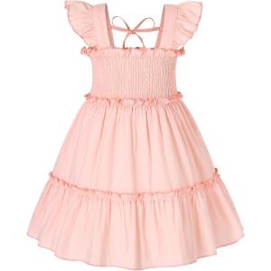 imageYOUNGER TREE Toddler Girl Dress Kids Sleeveless Ruffle Dresses for Girls Summer Outfits Beach SundressPeach Pink