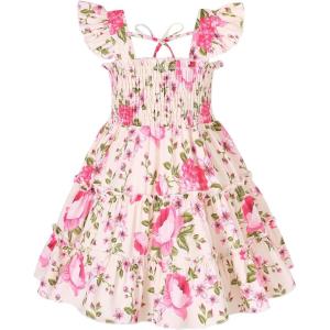 imageYOUNGER TREE Toddler Girl Dress Kids Sleeveless Ruffle Dresses for Girls Summer Outfits Beach SundressPink Floral