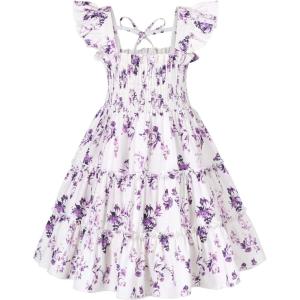 imageYOUNGER TREE Toddler Girl Dress Kids Sleeveless Ruffle Dresses for Girls Summer Outfits Beach SundressPurple Floral