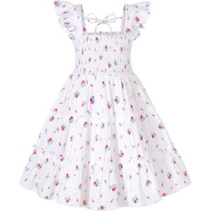 imageYOUNGER TREE Toddler Girl Dress Kids Sleeveless Ruffle Dresses for Girls Summer Outfits Beach SundressRed Floral