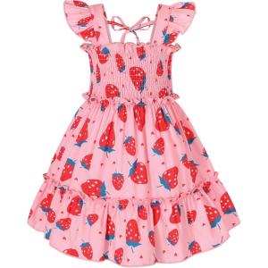 imageYOUNGER TREE Toddler Girl Dress Kids Sleeveless Ruffle Dresses for Girls Summer Outfits Beach SundressStrawberries