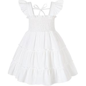 imageYOUNGER TREE Toddler Girl Dress Kids Sleeveless Ruffle Dresses for Girls Summer Outfits Beach SundressWhite