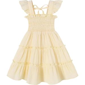 imageYOUNGER TREE Toddler Girl Dress Kids Sleeveless Ruffle Dresses for Girls Summer Outfits Beach SundressYellow1