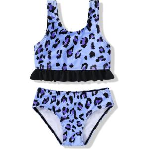 imageYOUNGER TREE Toddler Swimsuit Girl 2Pieces Leopard Bathing Suits Halter Top Bikini Bottoms Swimming Suit Kids Beach SwimwearBlue Leopard