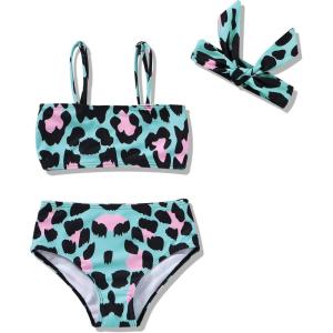 imageYOUNGER TREE Toddler Swimsuit Girl 2Pieces Leopard Bathing Suits Halter Top Bikini Bottoms Swimming Suit Kids Beach SwimwearGreen Leopard