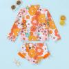 imageToddler Kids Baby Girls Summer Swimsuit Set Rash Guard Beach Wear with UPF 50 Kids Tankini Bathing SuitOrange