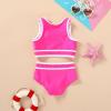 imageYOUNGER TREE Girls Swimsuit Sleeveless Tankini 2 Piece Bikini Sets Beach Sport Bathing Suit for Toddler Kids GirlMagenta and White