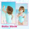 imageYOUNGER TREE Toddler Swimsuit Girl Cute Stripe OnePiece Ruffle Swimwear Baby Girl Bathing Suits with BowBlue and Pink Bow