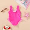 imageYOUNGER TREE Toddler Swimsuit Girl Cute Stripe OnePiece Ruffle Swimwear Baby Girl Bathing Suits with BowHot Pink and Pink Bow