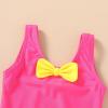 imageYOUNGER TREE Toddler Swimsuit Girl Cute Stripe OnePiece Ruffle Swimwear Baby Girl Bathing Suits with BowHot Pink and Yellow Bow